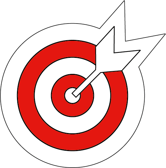 Icon von einer Zielscheibe in der ein Pfeil steckt